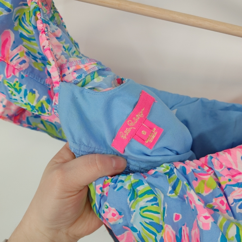 Lilly Pulitzer Pink Blue Green Floral Two-Piece Mini Dress Set - Picture 5 of 11